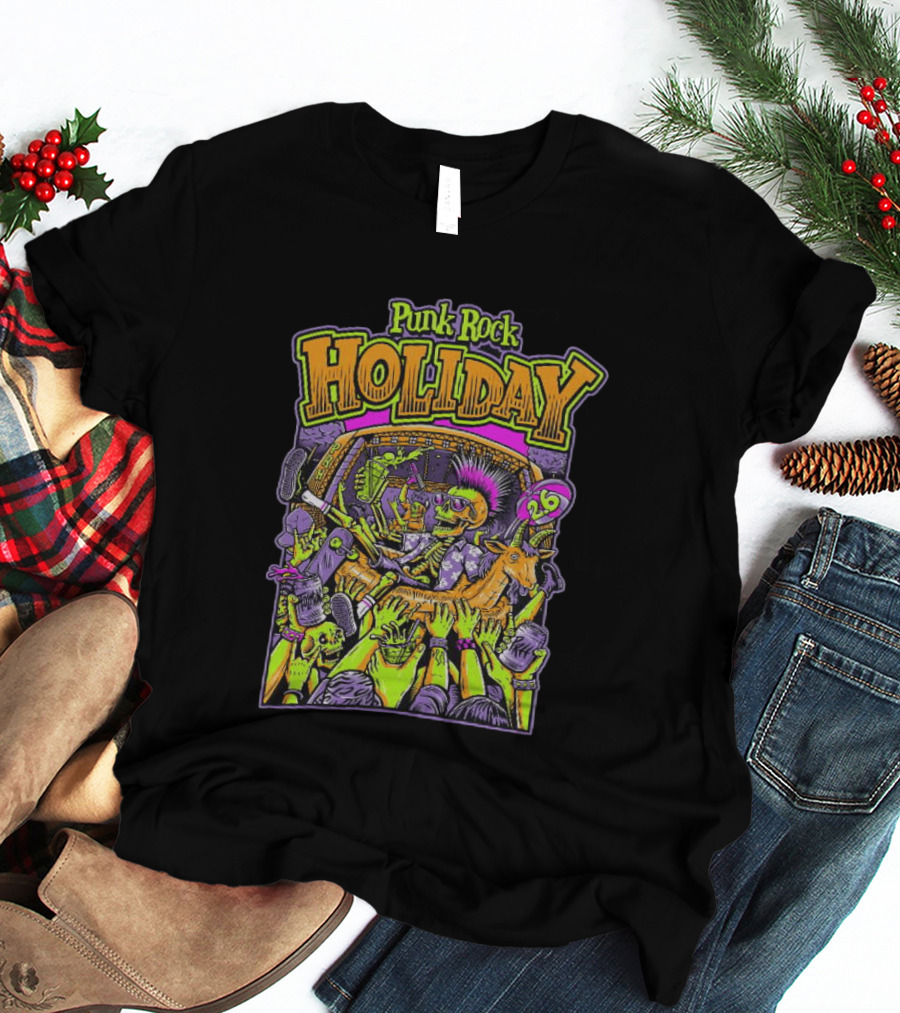 Punk Rock Holiday Skeleton Goat Crowd Surfing Music Festival 26 Summer T-Shirt
