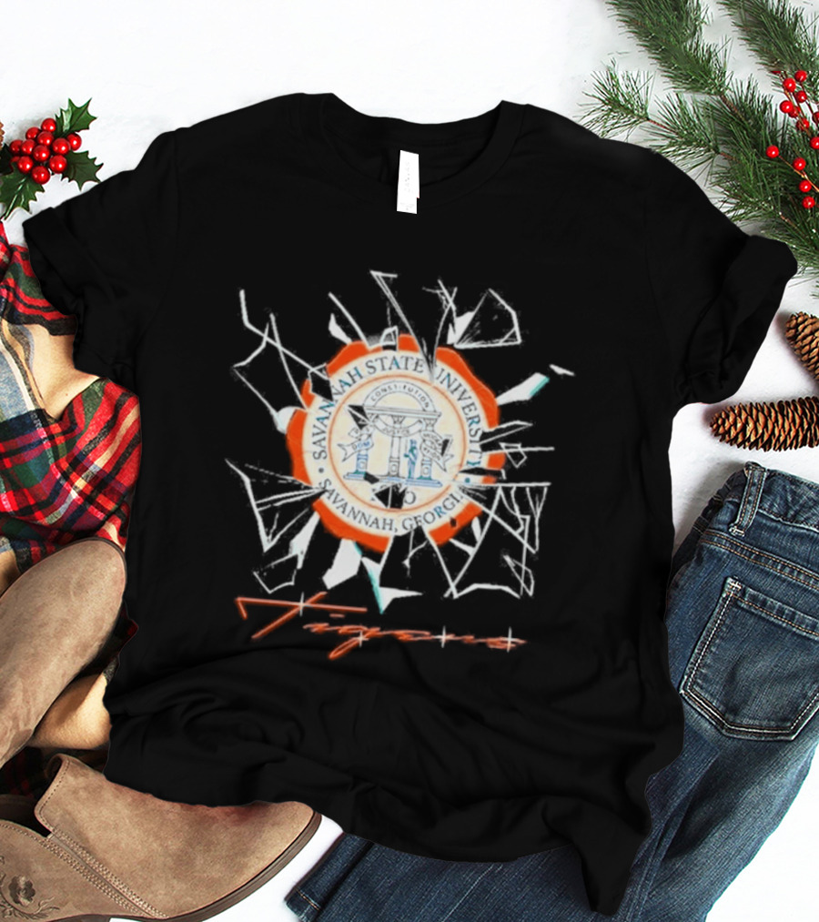 Savannah State University Seal Tigers Shattered Glass T-Shirt