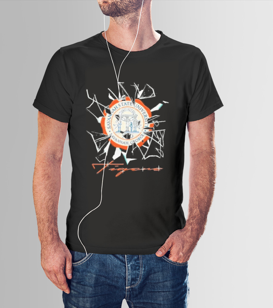Savannah State University Seal Tigers Shattered Glass T-Shirt