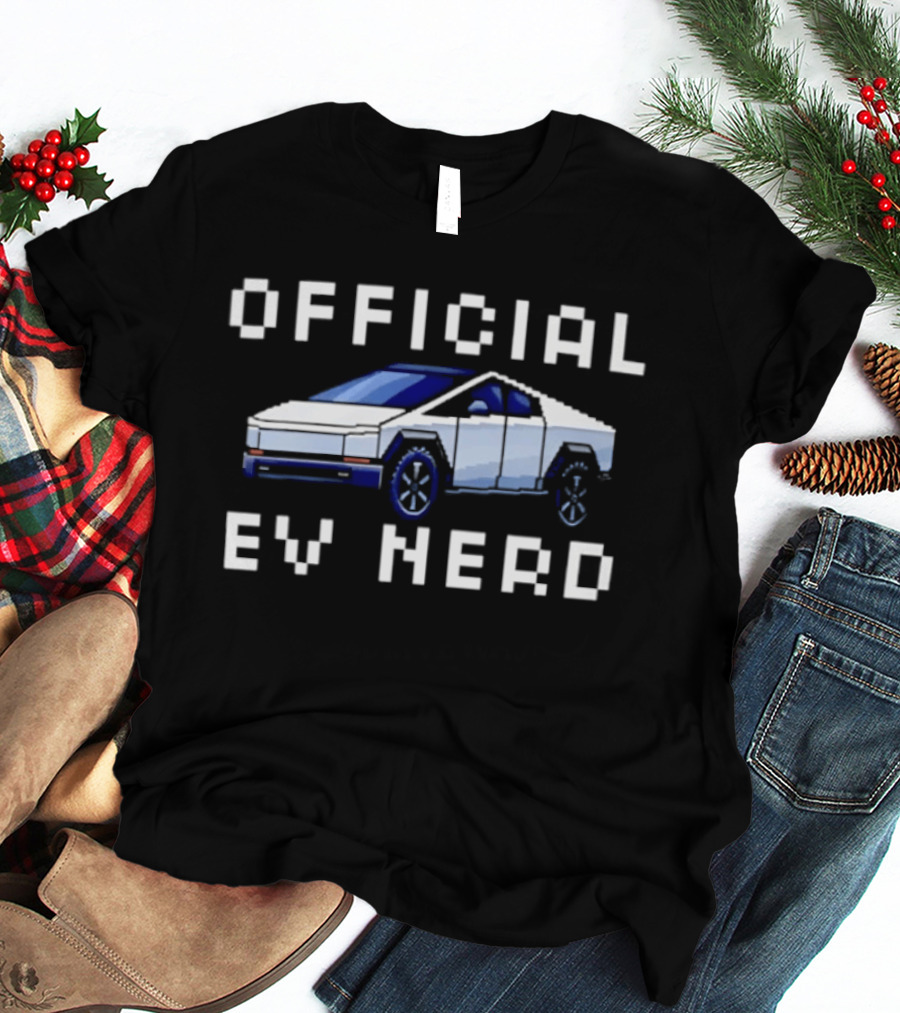 Official Ev Nerd Cybertruck Pixel Tesla T-Shirt