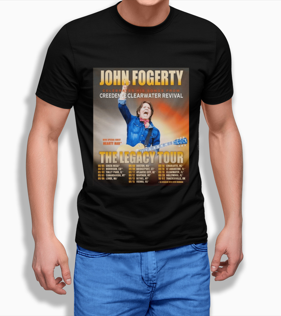 John Fogerty Celebrates His Songs From Creedence Clearwater Revival The Legacy Tour With Hearty Har Dates And Locations T-Shirt
