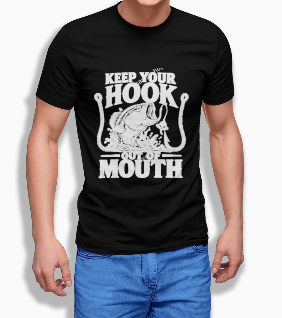 Keep Your Hook Out Of Mouth Bass Angling Water Splash Distressed T-Shirt