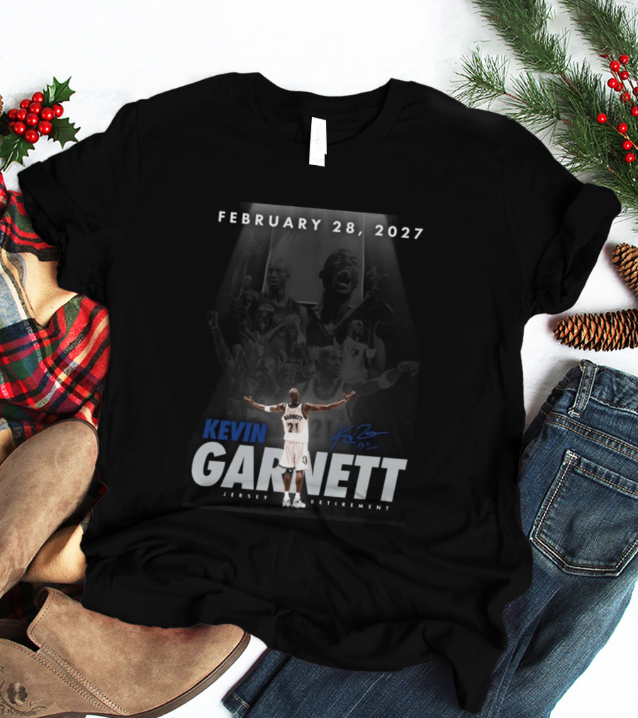 Kevin Garnett February 28 2027 Jersey Retirement T-Shirt