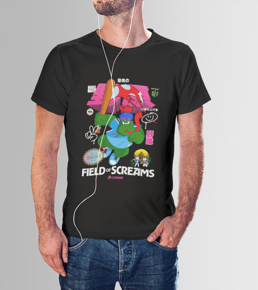 Field Of Screams Baseball 2026 Nintenlou Seal Lounami 17 T-Shirt