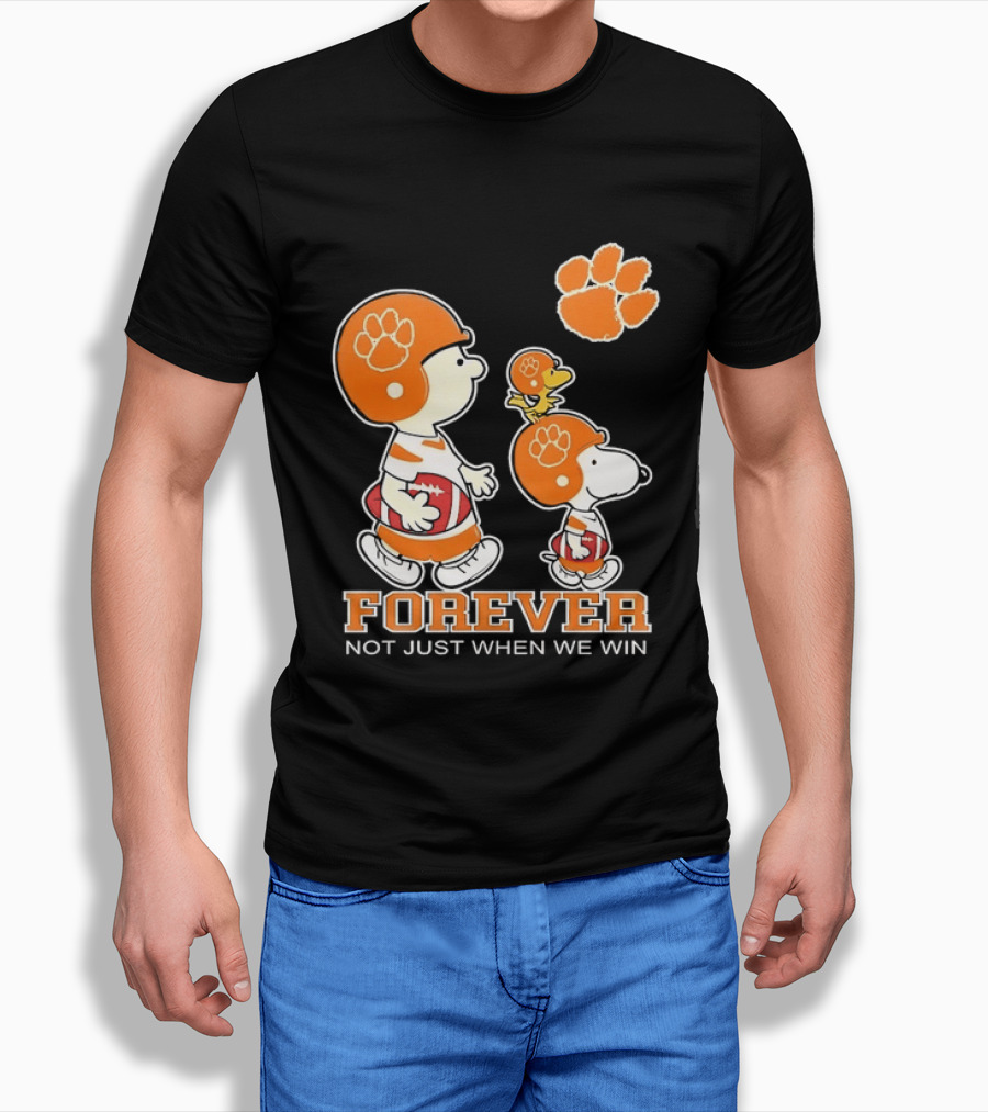 Snoopy Woodstock Charlie Brown Clemson Tigers Forever Not Just When We Win T-Shirt