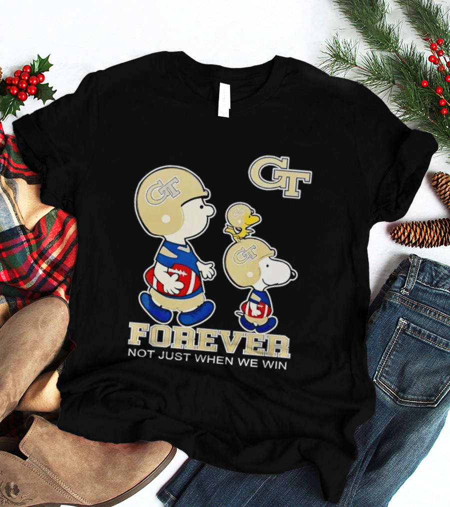 Snoopy Woodstock Charlie Brown Georgia Tech Yellow Jackets Forever Not Just When We Win T-Shirt