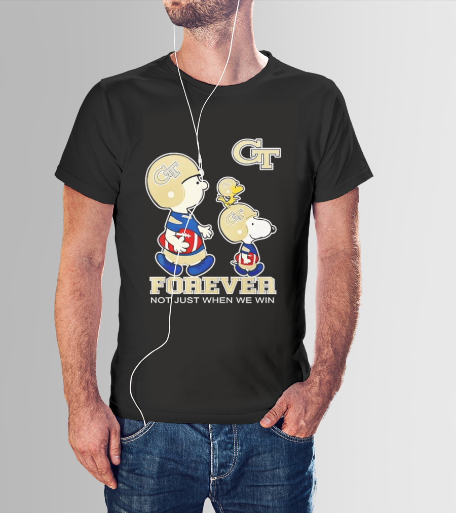 Snoopy Woodstock Charlie Brown Georgia Tech Yellow Jackets Forever Not Just When We Win T-Shirt