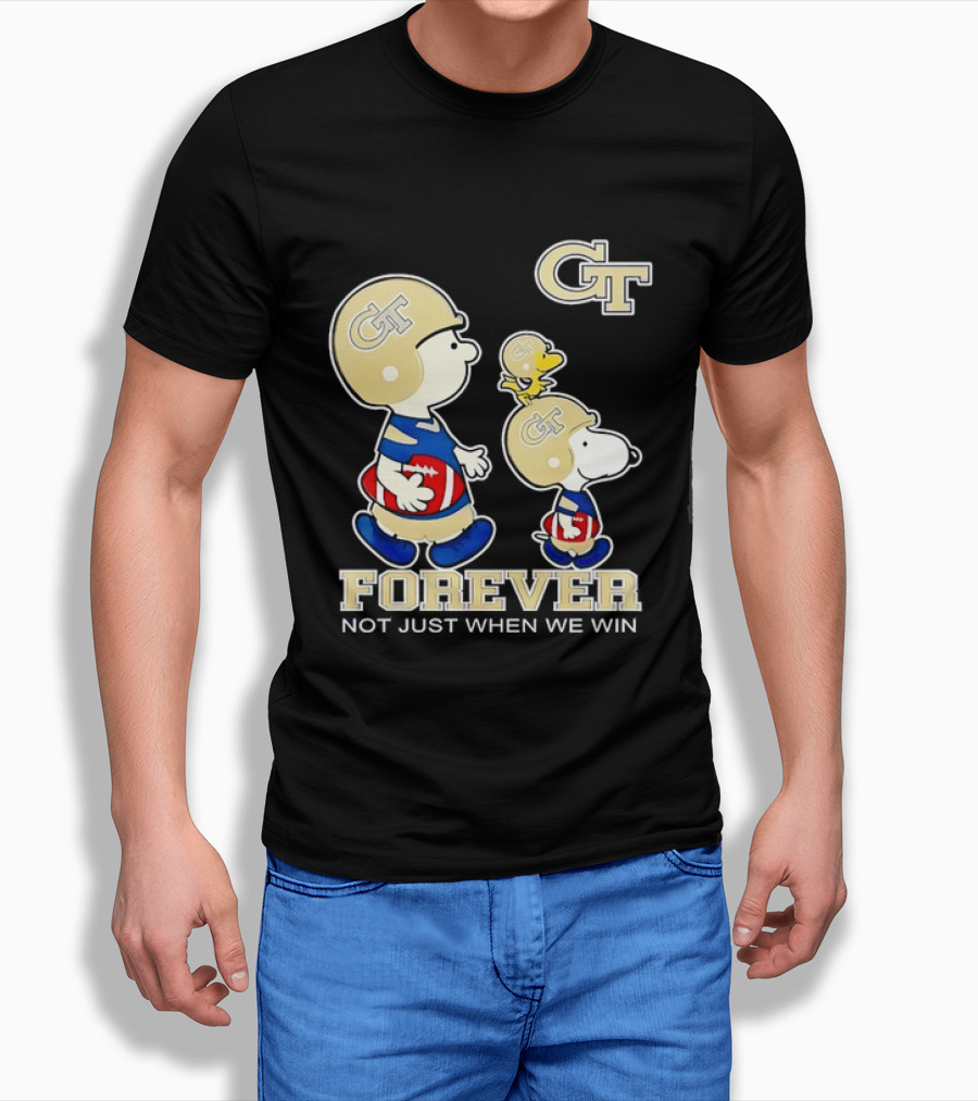 Snoopy Woodstock Charlie Brown Georgia Tech Yellow Jackets Forever Not Just When We Win T-Shirt