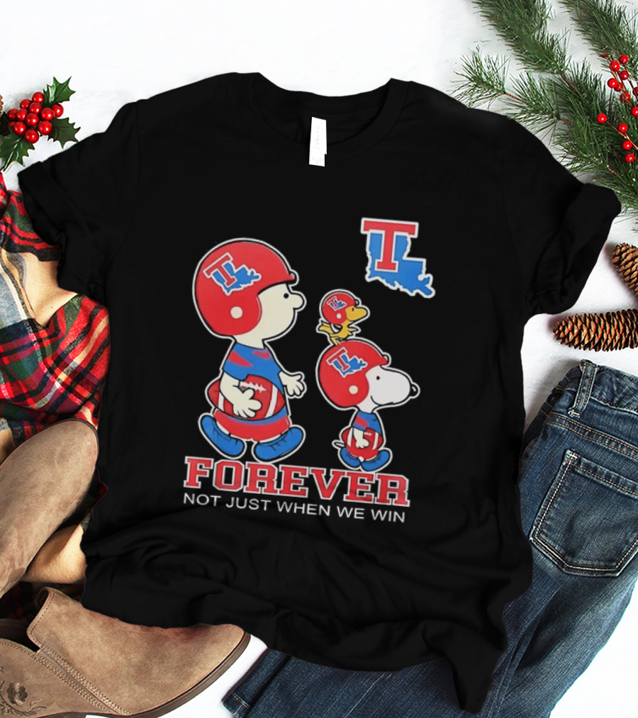 Charlie Brown Snoopy Woodstock Louisiana Tech Bulldogs Forever Not Just When We Win T-Shirt