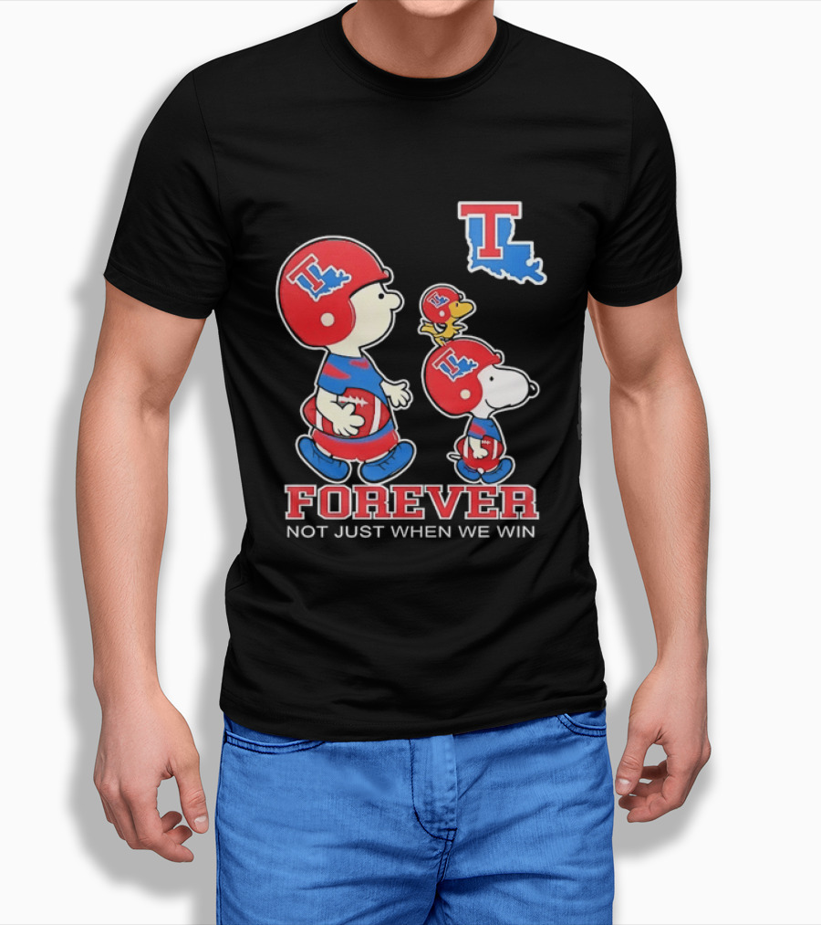 Charlie Brown Snoopy Woodstock Louisiana Tech Bulldogs Forever Not Just When We Win T-Shirt