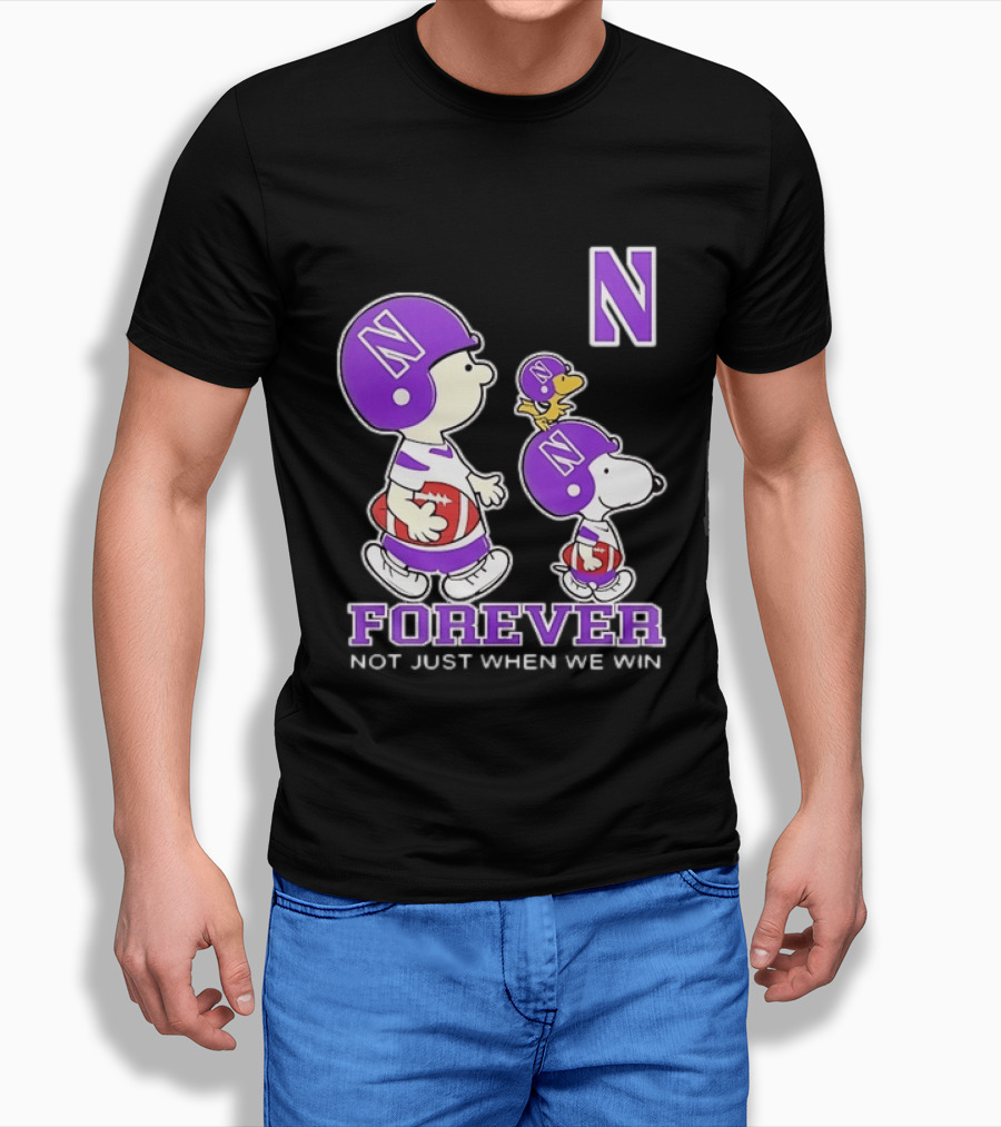 Snoopy Woodstock Charlie Brown Northwestern Wildcats Forever Not Just When We Win T-Shirt