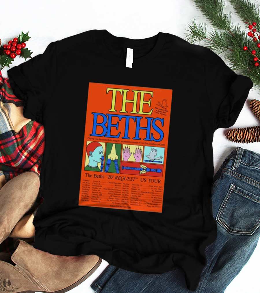 The Beths By Request US Tour 2026 Final Shows With Hands And Musical Notes T-Shirt