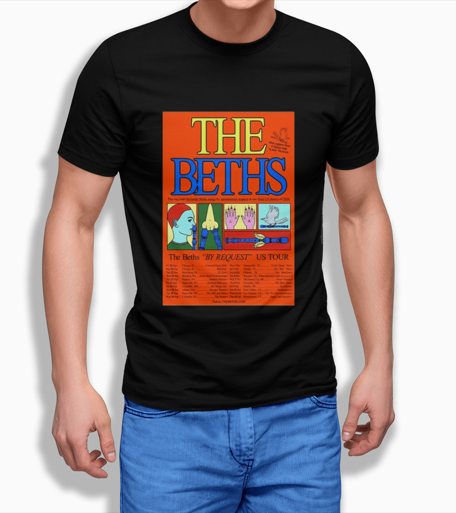 The Beths By Request US Tour 2026 Final Shows With Hands And Musical Notes T-Shirt