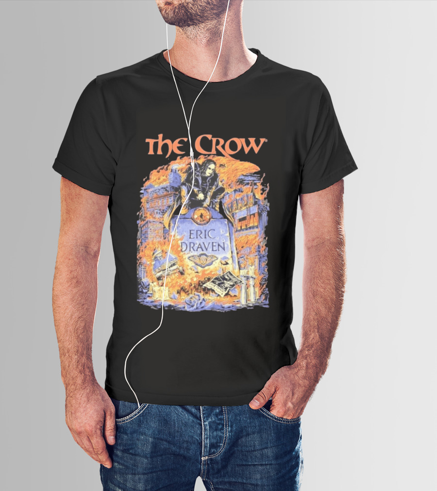 The Crow Eric Draven Devil's Night Trash City Buildings Flames T-Shirt