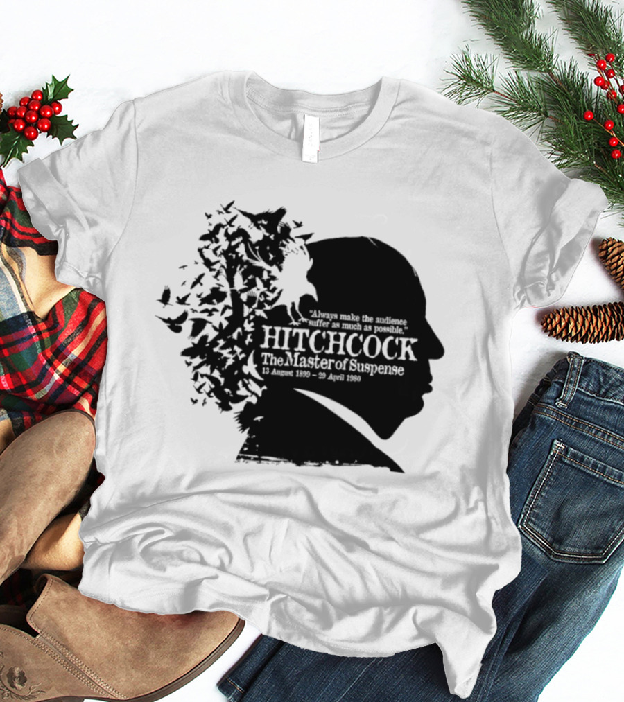 Alfred Hitchcock The Master Of Suspense Silhouette Birds 1899 1980 T-Shirt