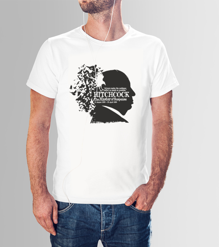 Alfred Hitchcock The Master Of Suspense Silhouette Birds 1899 1980 T-Shirt