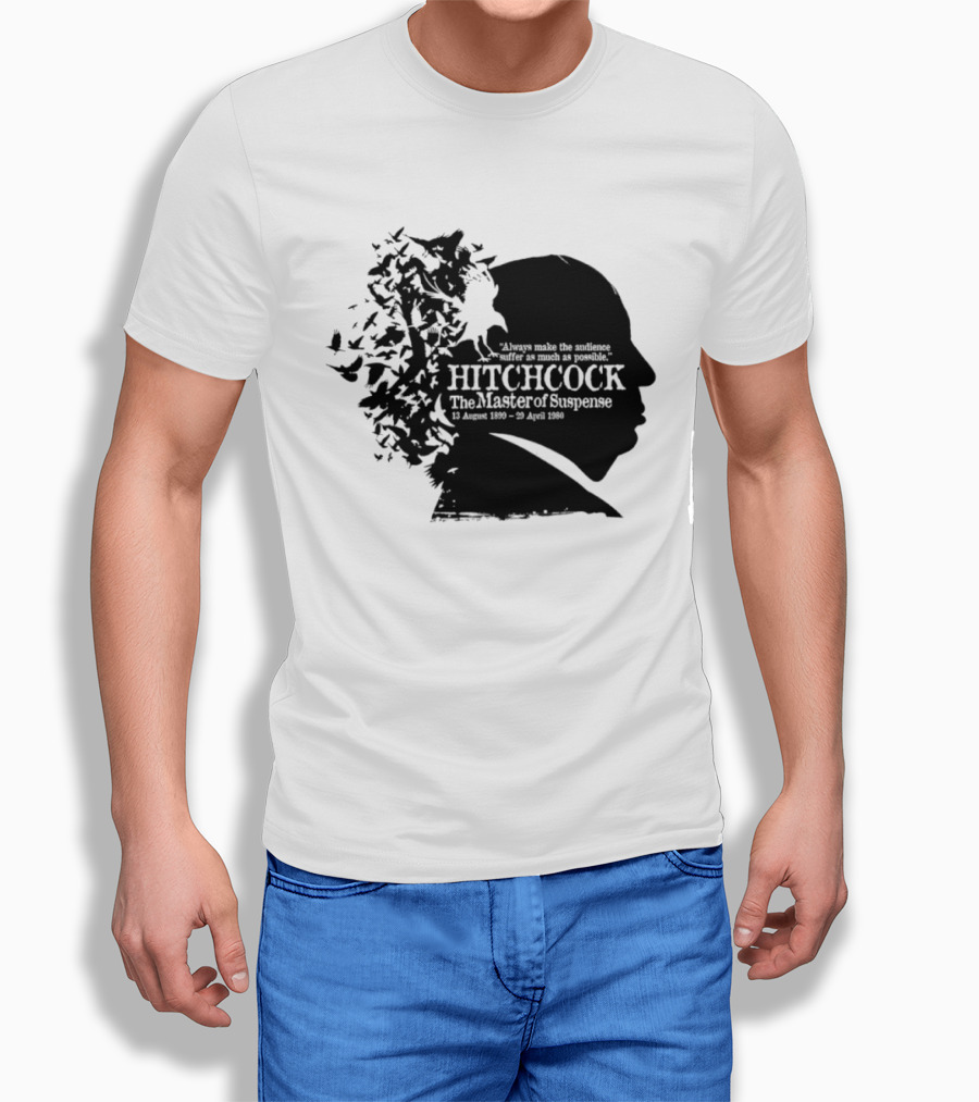 Alfred Hitchcock The Master Of Suspense Silhouette Birds 1899 1980 T-Shirt