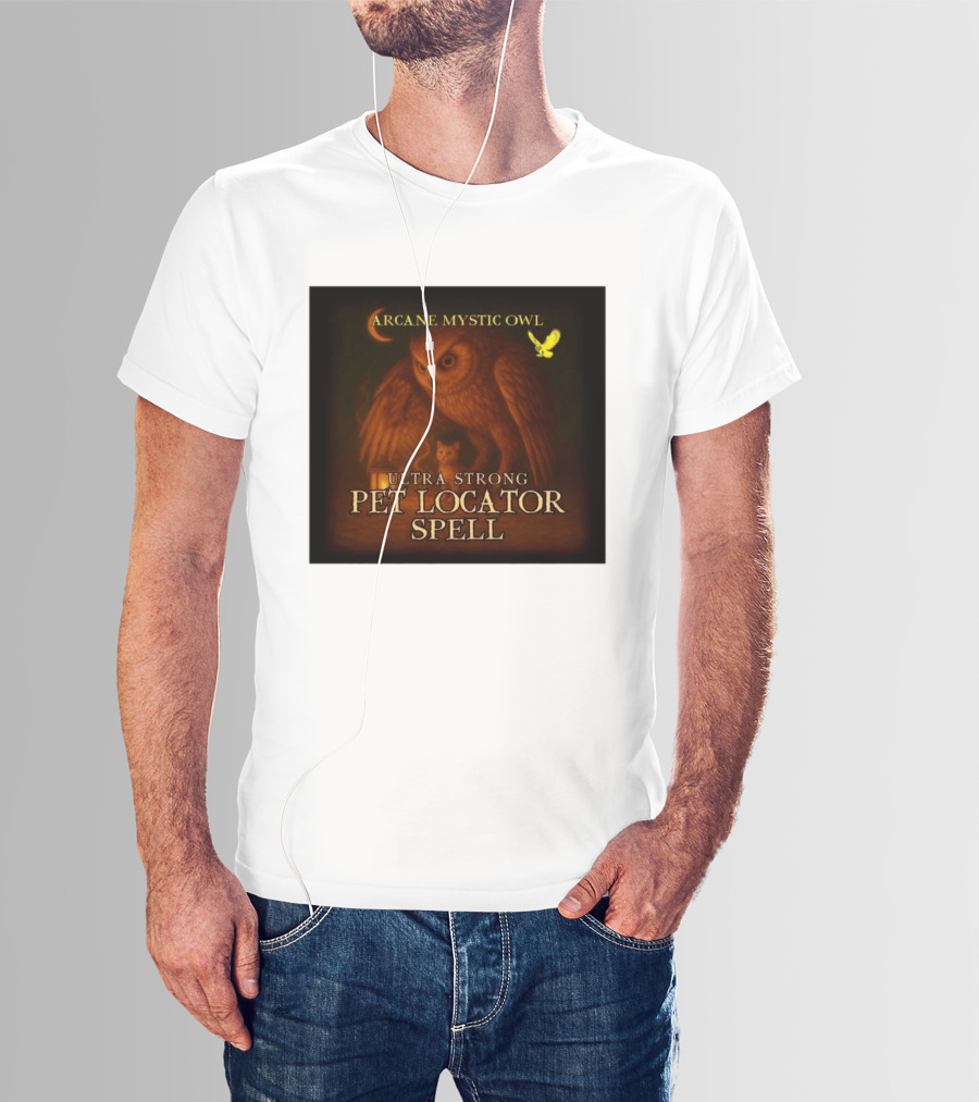 Arcane Mystic Owl Ultra Strong Pet Locator Spell Moonlit Guardian T-Shirt