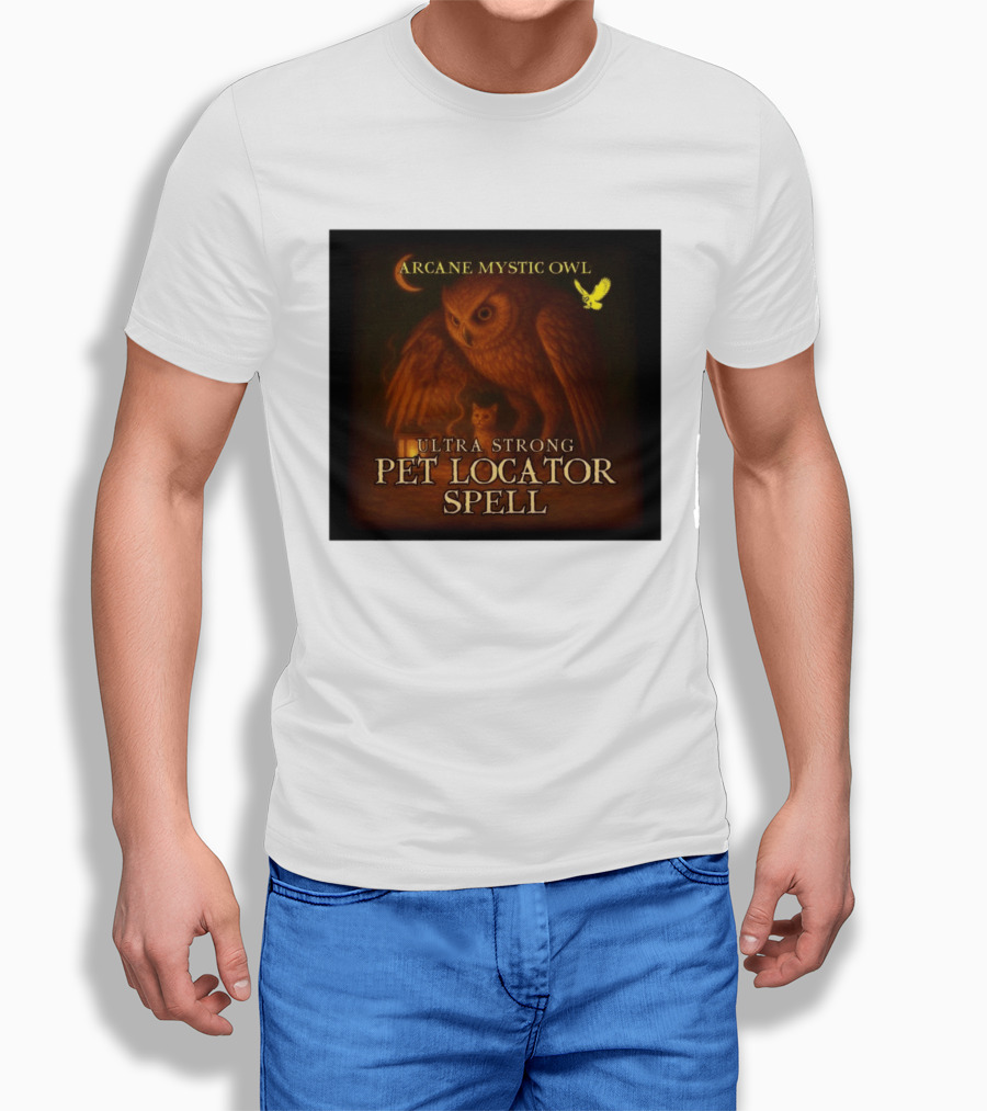 Arcane Mystic Owl Ultra Strong Pet Locator Spell Moonlit Guardian T-Shirt