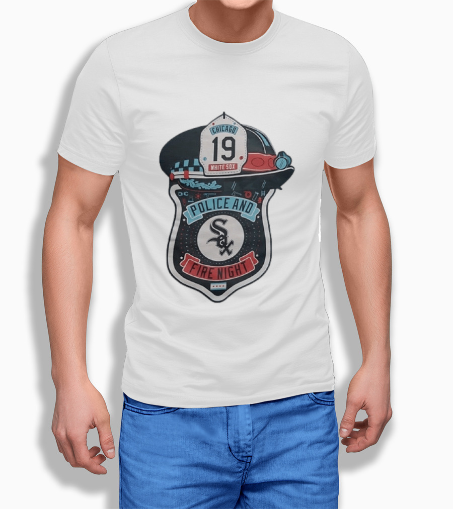 Chicago White Sox Police And Fire Night 19 Badge Hat Sox T-Shirt