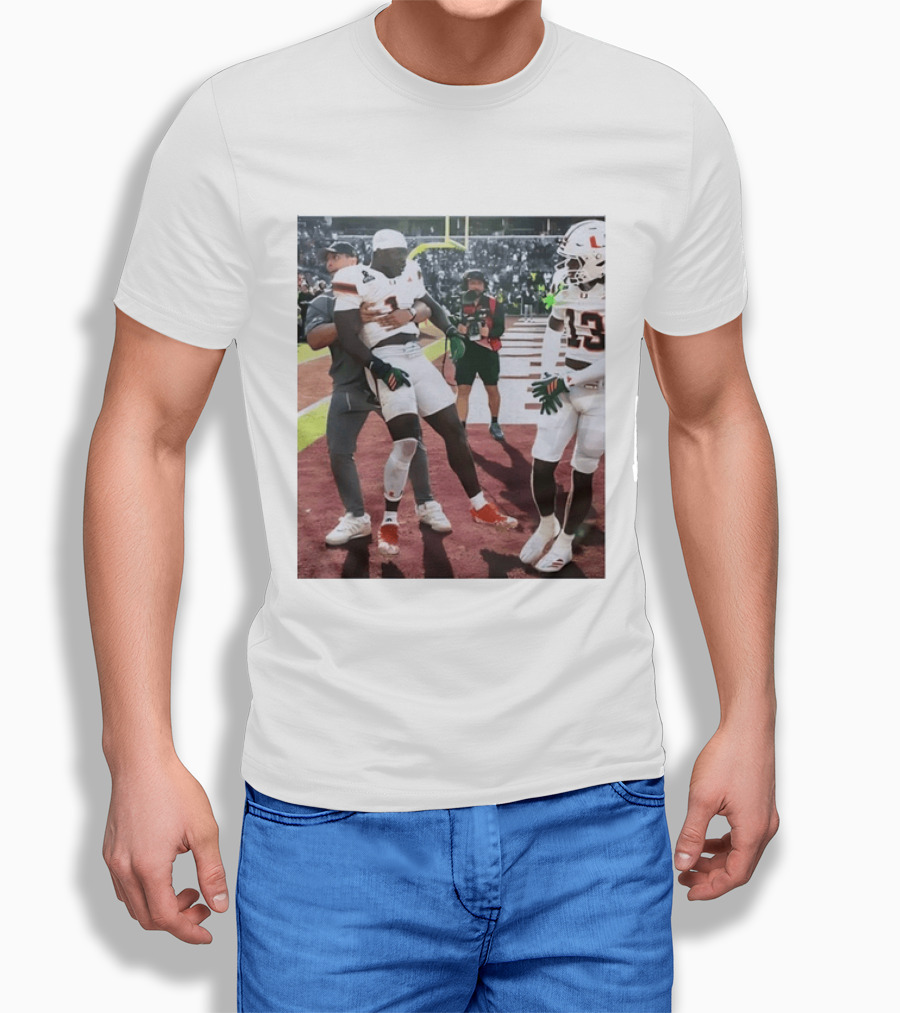 Miami Hurricanes Football Players Number 1 And 13 Celebration On Field T-Shirt