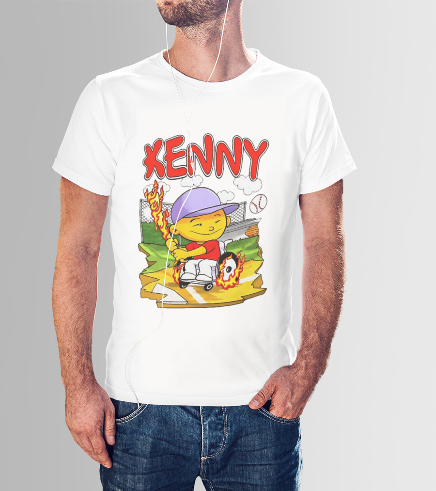Kenny Kawaguchi Backyard Baseball Character Wheelchair Flames T-Shirt