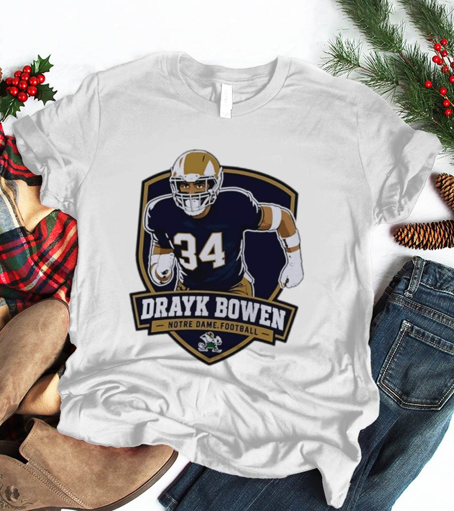 Drayk Bowen Notre Dame Football 34 Fighting Irish NCAA T-Shirt