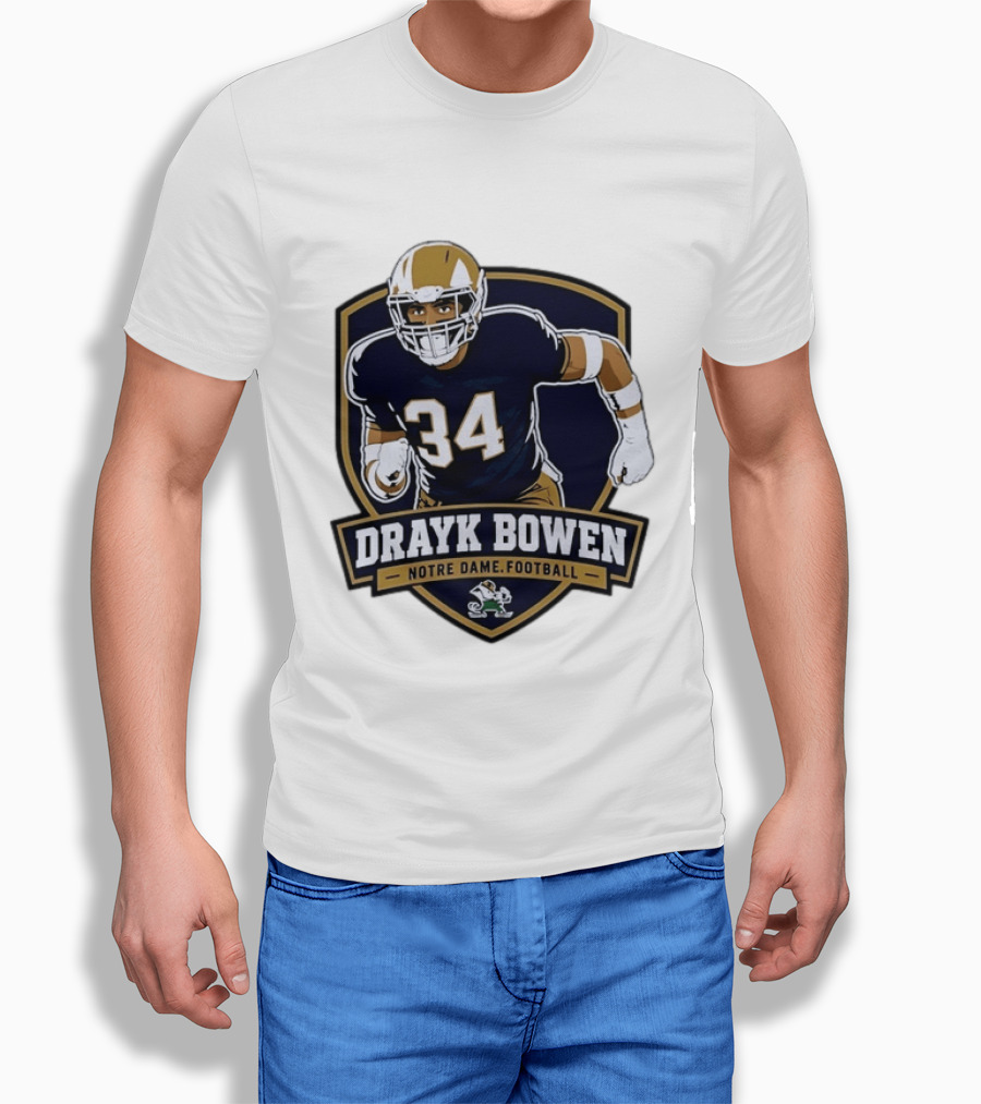 Drayk Bowen Notre Dame Football 34 Fighting Irish NCAA T-Shirt