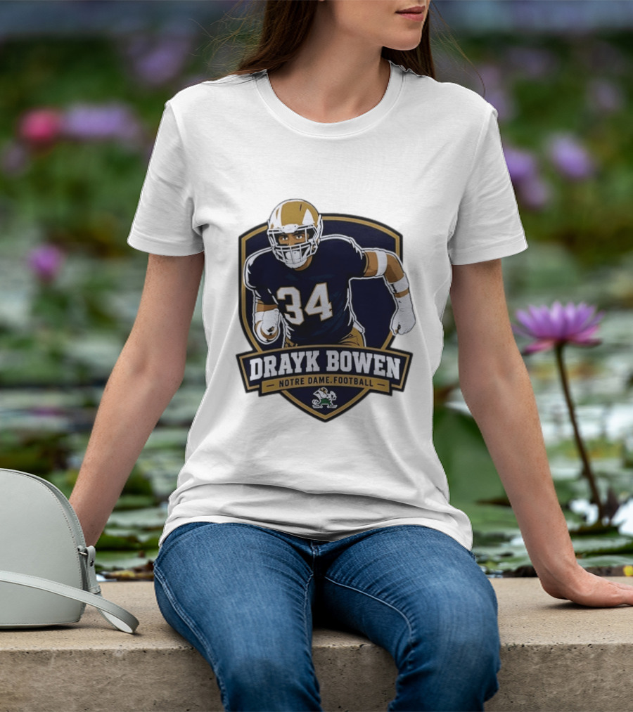 Drayk Bowen Notre Dame Football 34 Fighting Irish NCAA T-Shirt