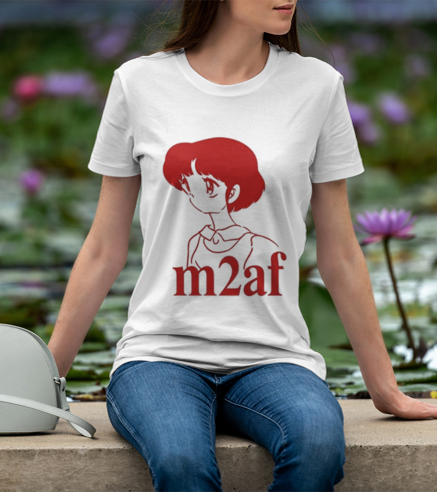 Nick M2af Ranma Anime Profile Red Sketch T-Shirt