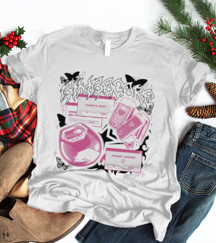 Nuclear Blast Store Bimbocore Y2K Scene Queen That's Hot Cancel Pink Butterfly Aesthetic T-Shirt