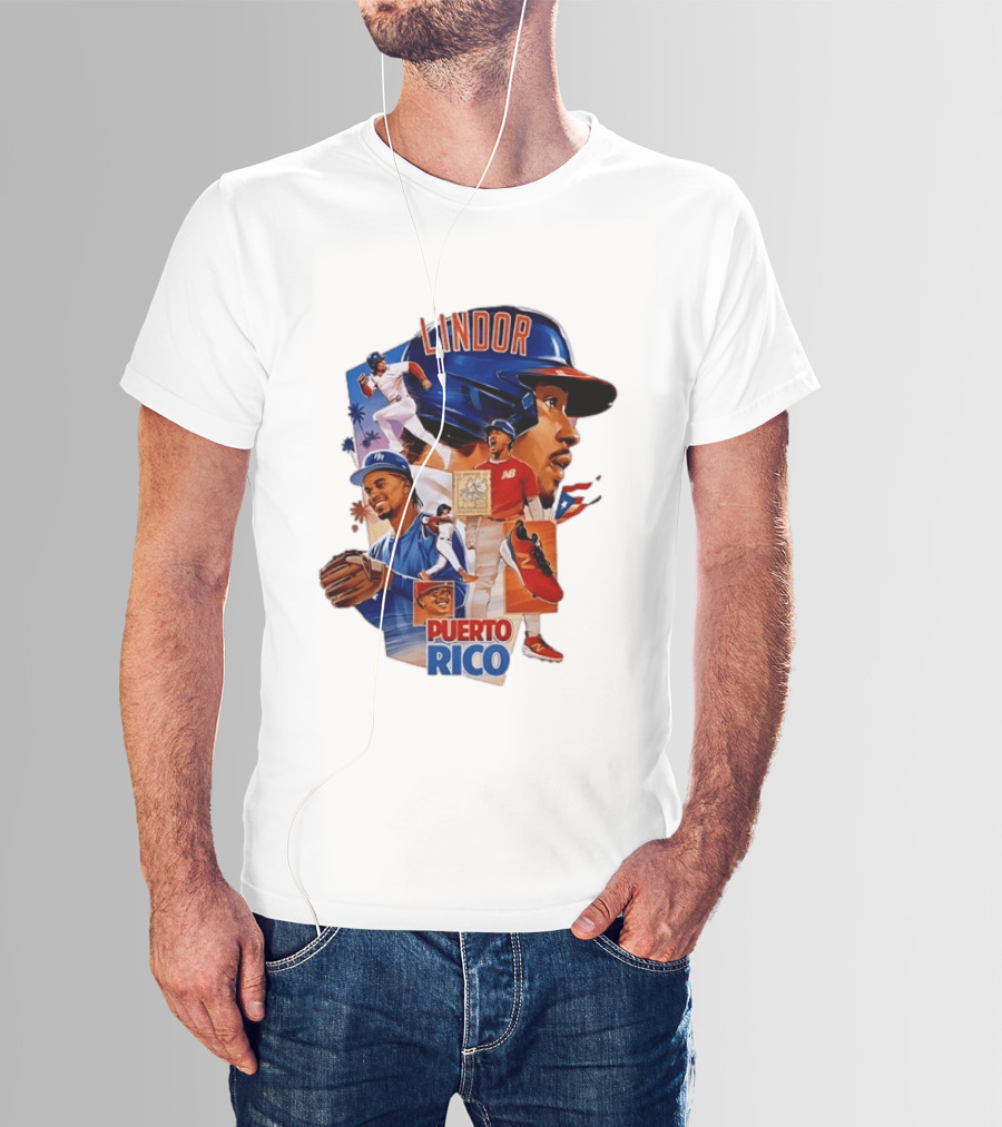 Francisco Lindor Puerto Rico New York Mets Baseball Legend Blue And Orange Helmet Dynamic Action Moves T-Shirt