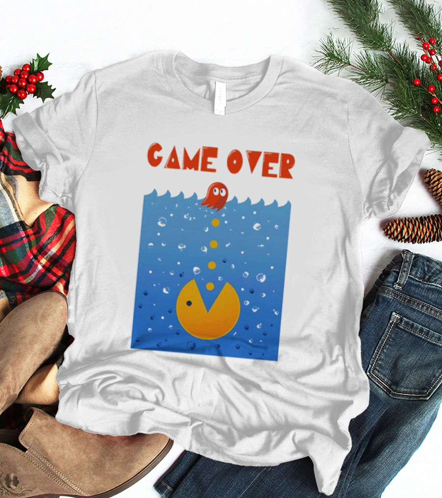 Pac Man Game Over Underwater Ghost Retro Gaming T-Shirt