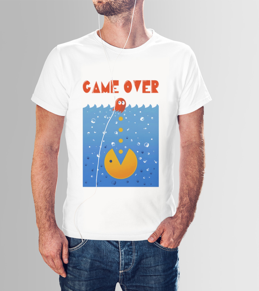 Pac Man Game Over Underwater Ghost Retro Gaming T-Shirt
