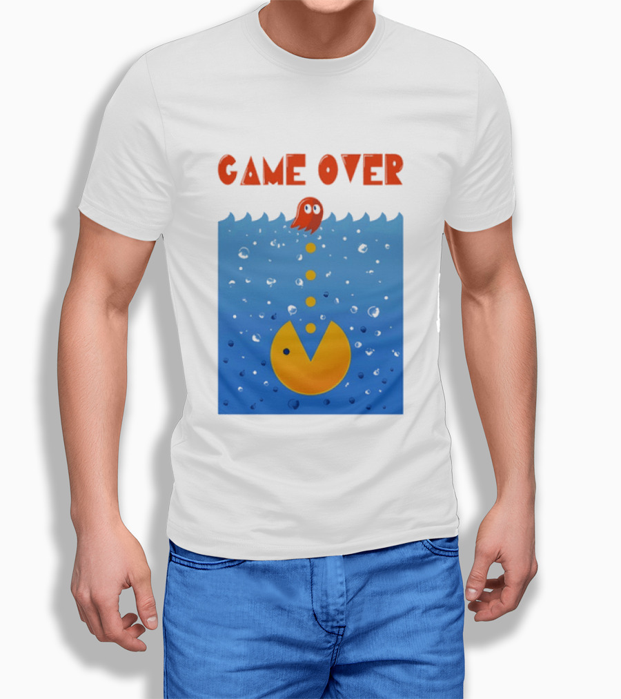 Pac Man Game Over Underwater Ghost Retro Gaming T-Shirt