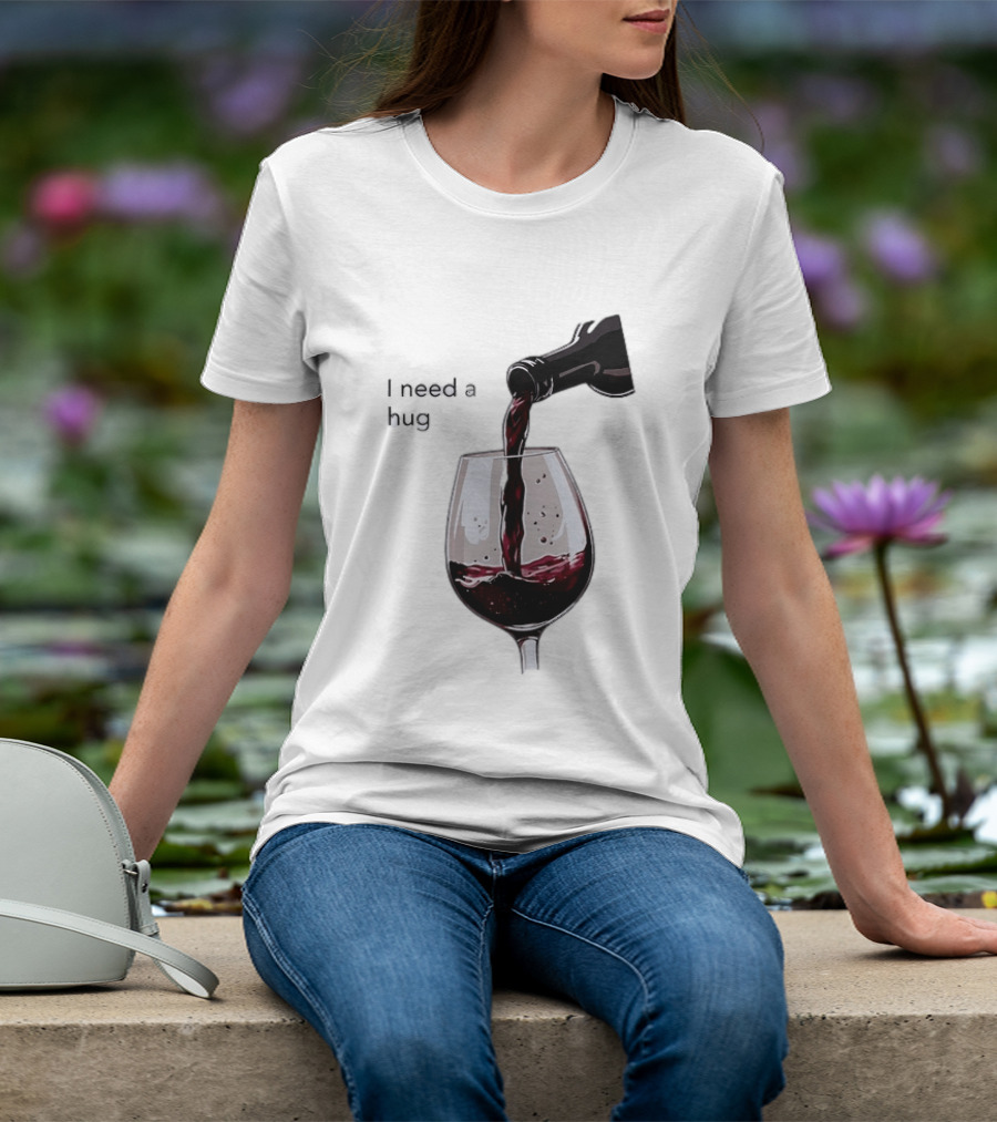I Need A Hug Wine Pouring Glass T-Shirt