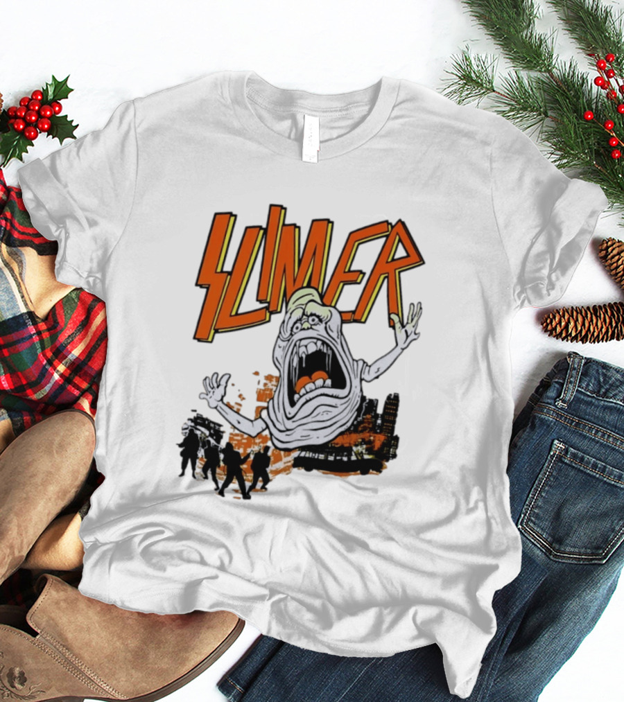 Slimer Ghostbusters 80s Movie Iconic Character Silhouette Scene T-Shirt