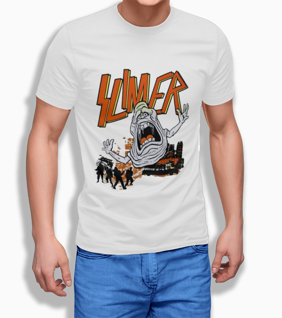 Slimer Ghostbusters 80s Movie Iconic Character Silhouette Scene T-Shirt