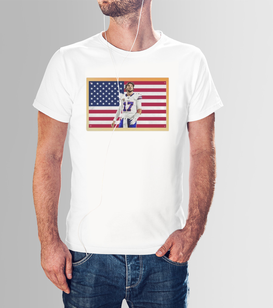 Josh Allen Buffalo Bills American Flag Football Star 17 T-Shirt