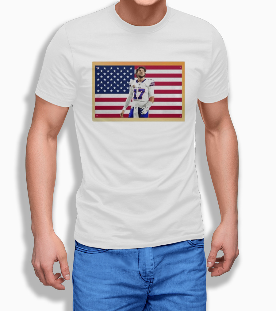 Josh Allen Buffalo Bills American Flag Football Star 17 T-Shirt