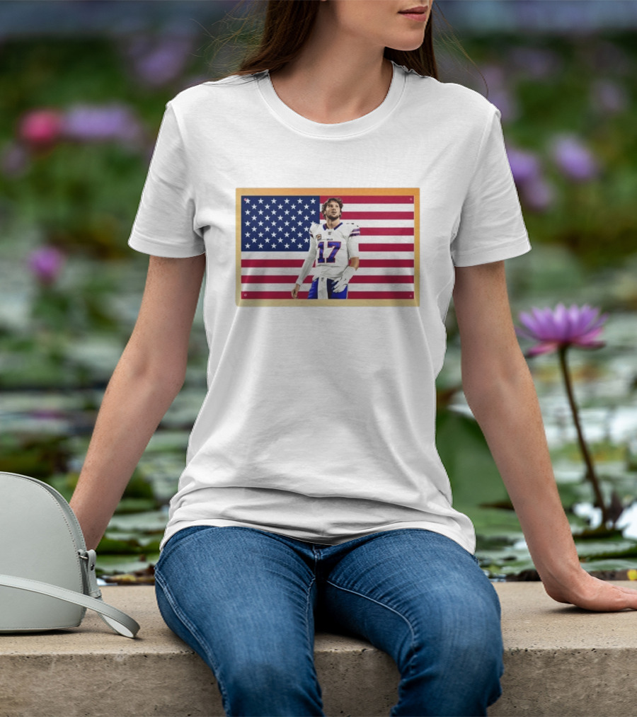 Josh Allen Buffalo Bills American Flag Football Star 17 T-Shirt