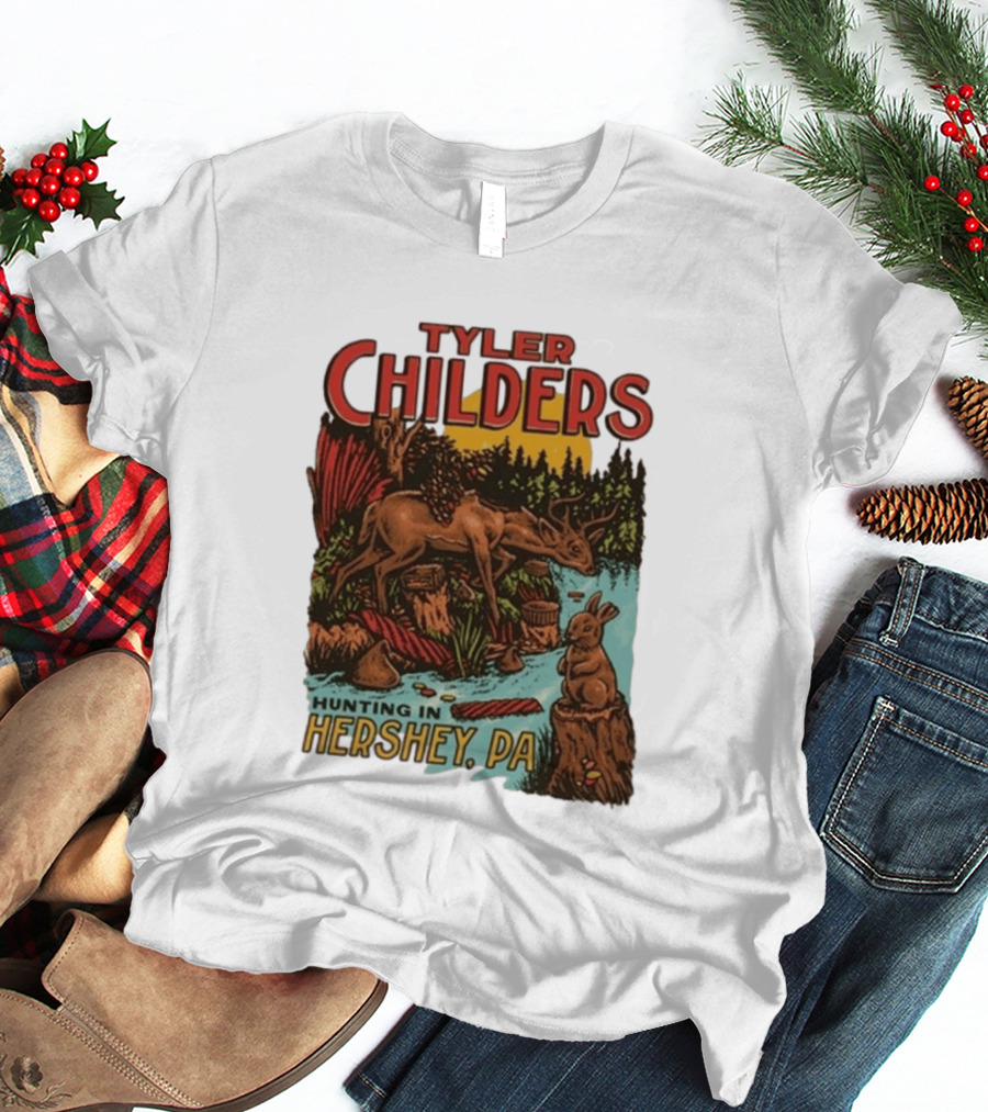 Tyler Childers Hunting In Hershey PA Deer And Rabbit Scene T-Shirt
