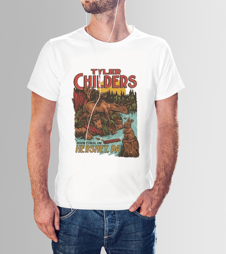 Tyler Childers Hunting In Hershey PA Deer And Rabbit Scene T-Shirt