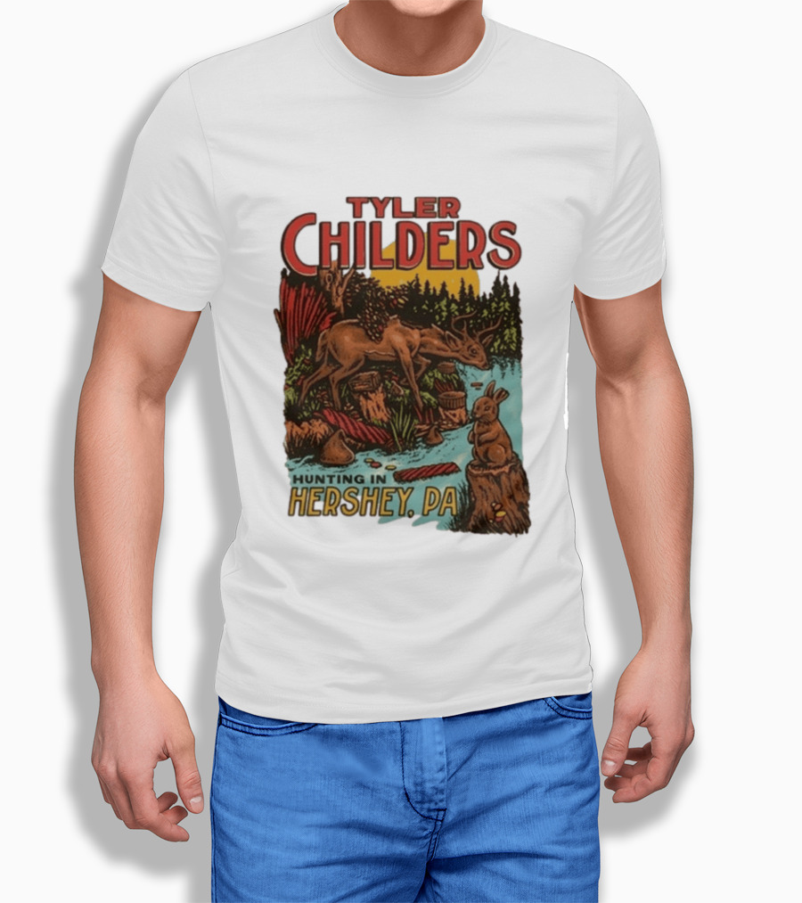 Tyler Childers Hunting In Hershey PA Deer And Rabbit Scene T-Shirt