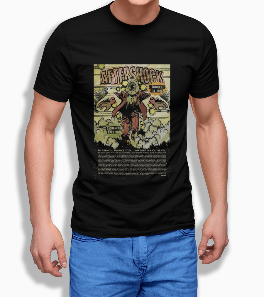 Aftershock Festival Sacramento California October 1 4 2026 My Chemical Romance Tool Limp Bizkit Pierce The Veil T-Shirt