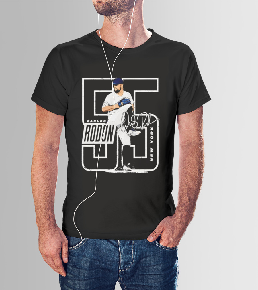 Carlos Rodon 55 New York Yankees Pitcher Signature Distressed T-Shirt