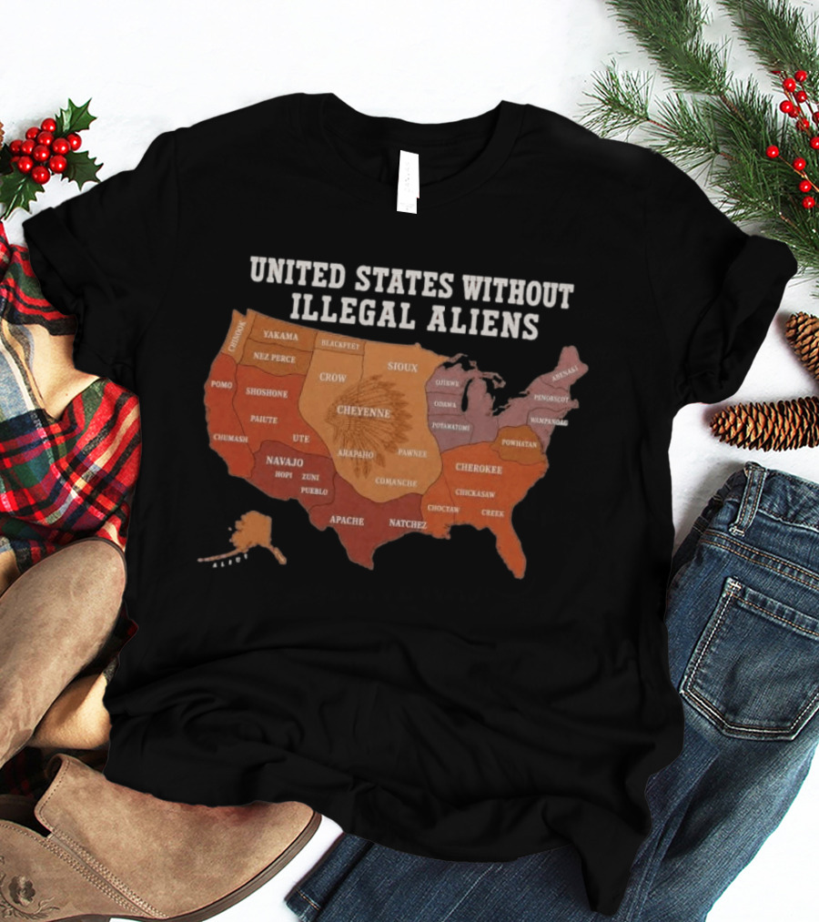 United States Without Illegal Aliens Native Americans Tribal Map T-Shirt