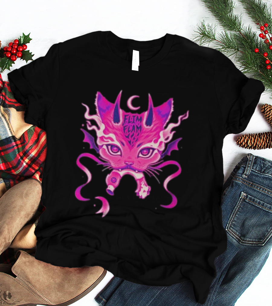 Flim Flam Flamingo DevilCat Fantasy T-Shirt