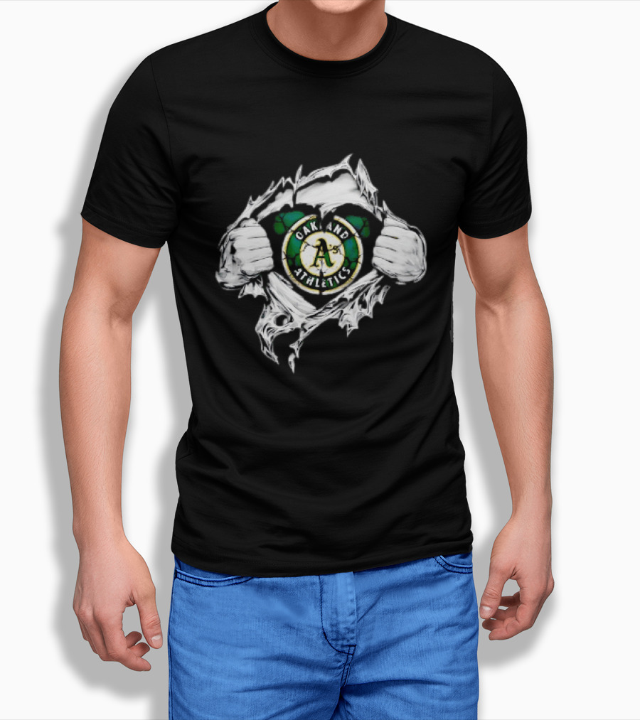 Oakland Athletics Ripped Chest A's MLB Team Spirit T-Shirt