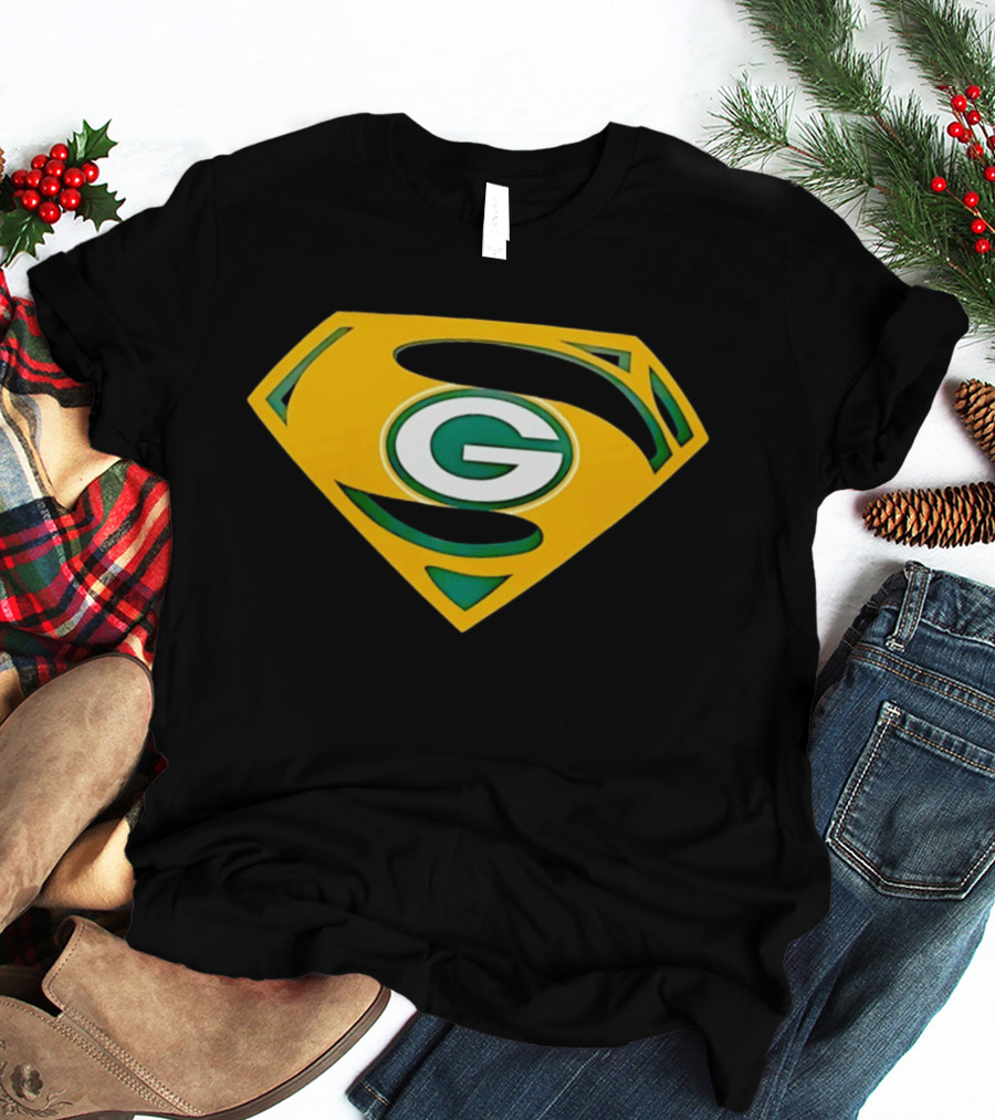 Green Bay Packers G In Superman Shield T-Shirt